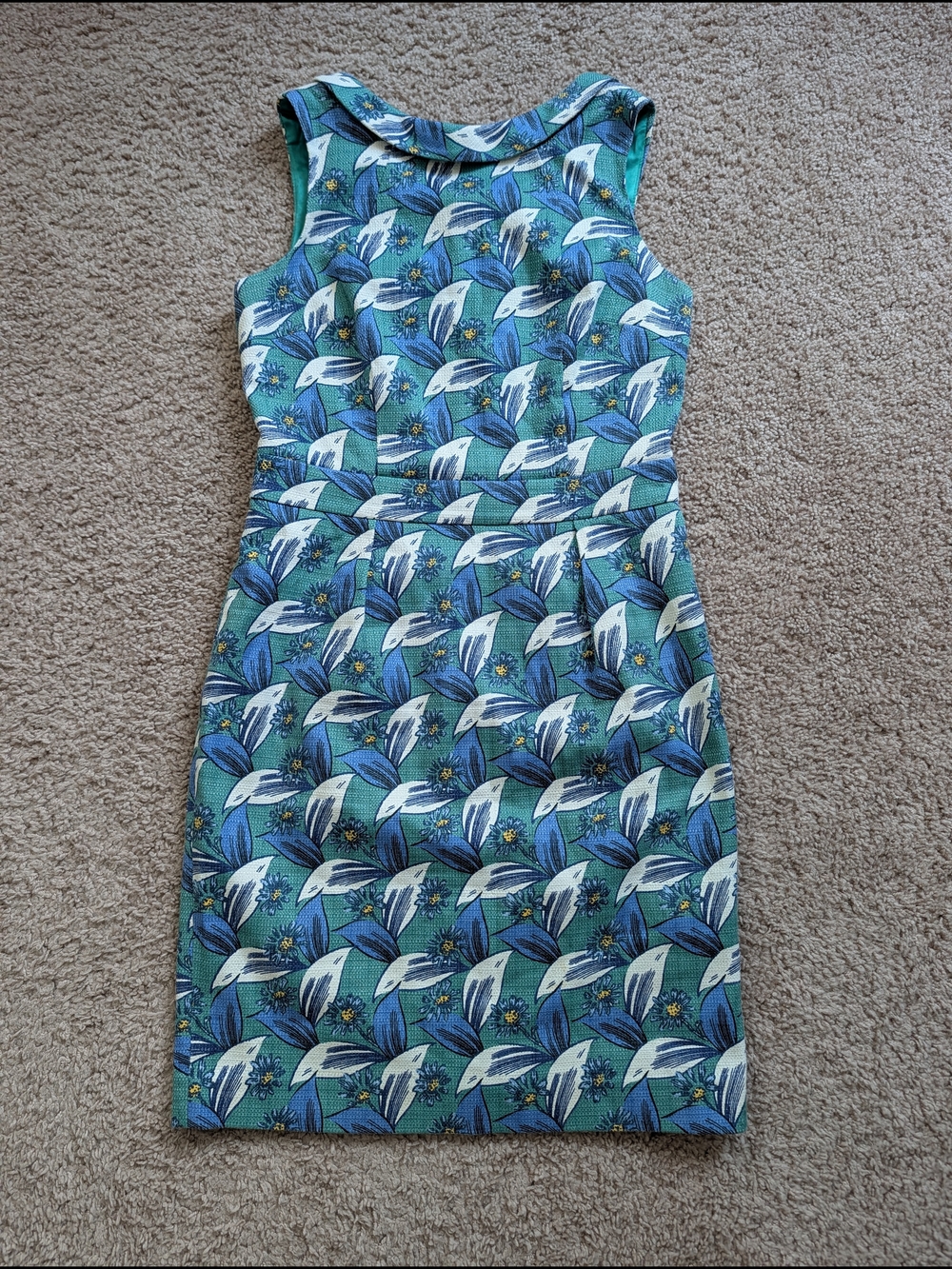 Boden Womens Blue Green Martha Sleeveless Floral Printed Sheath Midi Dress 8R - Picture 5 of 13